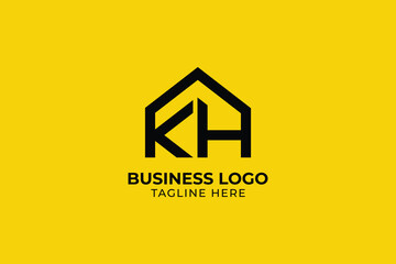 letter KH arrow home roof icon modern construction and home building modern abstract logo, kh hk home logo