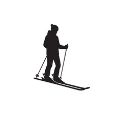 Vector silhouette of an winter ski sports person. Flat cutout icon