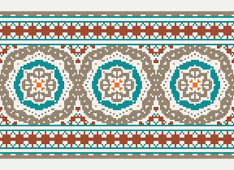 Pixel Indigenous geometry style pattern. seamless ethnic pattern concept. Design for indigenous, fabric, boho, carpet, ikat, tribal, batik, background