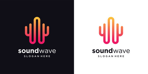 Abstract Sound music play equalizer icon elements. Audio Voice, pulse, frequency and digital with plant concept design.