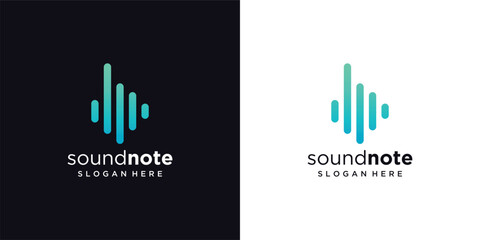 Abstract gradient equalizer logo template, Sound wave icon element, Technology symbol logo concept, Audio player music symbol.