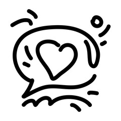 heart icon inside a speech bubble. It can be used in a variety of contexts, such as on greeting cards, social media posts, or websites.