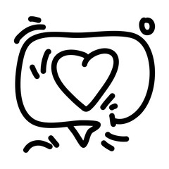 heart icon inside a speech bubble. It can be used in a variety of contexts, such as on greeting cards, social media posts, or websites.