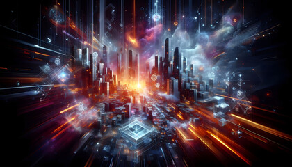 Fractal Burst in Cyberspace: Abstract Visualization of Technology and Space Motion