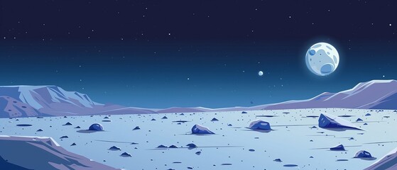 moon space planet surface cartoon vector background galaxy alien outer illustration game fantasy land scene universe crater sky lunar landscape earth ground night blue astronaut rock science world des