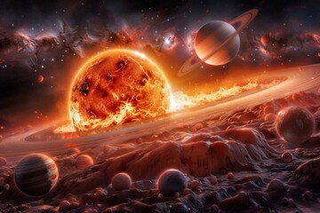 A Stunning Visual Representation of the Solar System's Formation Exploring the Astrophysical Processes Behind Our Cosmic Neighborhood This Artistic Depiction Showcases the Birth of Planets, Gas