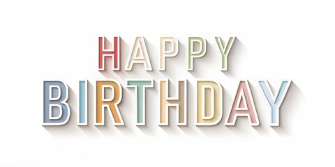 Pastel 'HAPPY BIRTHDAY' Typography with Shadow Effect