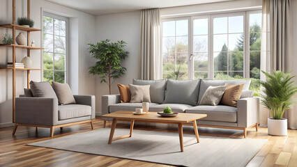 Fototapeta premium Modern bright living room
