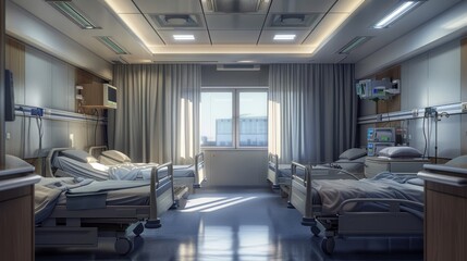 病室のベッドとモニター