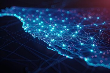 Digital map of California US Network Connection created with Generative AI