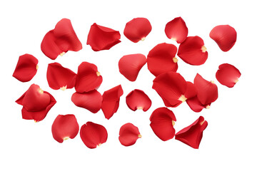 Beautiful red rose petals with transparent background, high-quality PNG format for floral design projects, romantic themes, and elegant decor