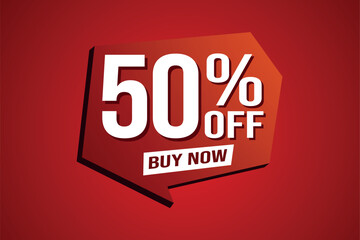 50% fifty percent off buy now poster banner graphic design icon logo sign symbol social media website coupon

