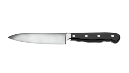 Sharp Kitchen Knife with Black Handle.