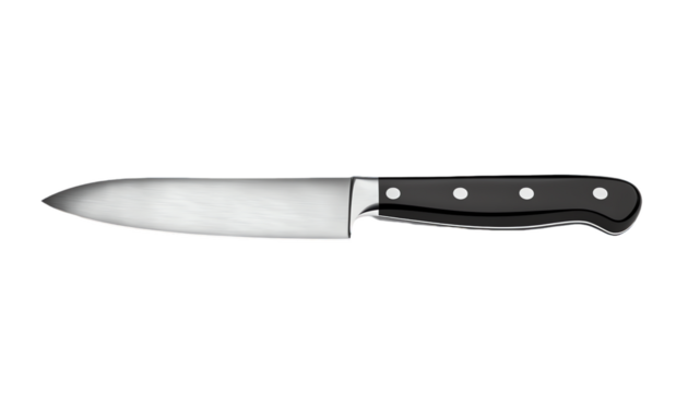 Sharp Kitchen Knife with Black Handle.