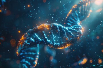 Blue DNA Helix Molecule on Digital Background - Medical Science, Genetics, and Biotechnology Concept