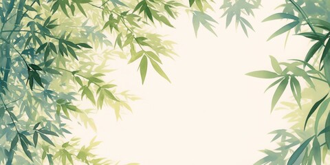 Fototapeta premium watercolor illustration of bamboo leaves on water splash paper background