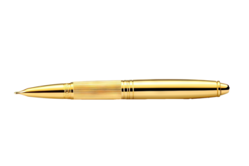 Elegant golden pen with transparent background for premium writing instruments and luxurious stationery design projects
