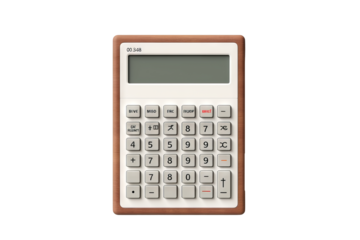 Realistic calculator mockup in PNG style with transparent background for digital and print design projects