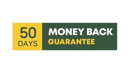 Label design 50 days money back guarantee. Guarantee banner. Flat design.