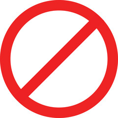 Ban vector icon, stop symbol, red circle with oblique line isolated mark