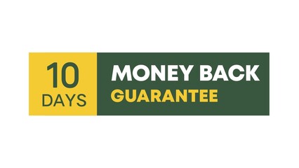 Label design 10 days money back guarantee. Guarantee banner. Flat design.