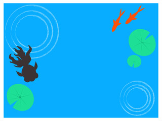 金魚が泳いでいる夏イメージのイラスト
