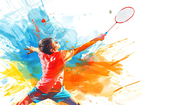 badminton player hitting the shuttlecock