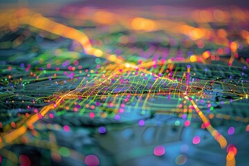 Fototapeta premium Digital map of California US Network Connection created with Generative AI