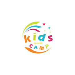 Illustration vector graphic of kids summer camp colour full logo design template