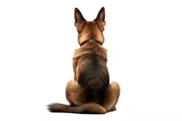 Back view of a dog isolated on white background in PNG format for transparent background applications