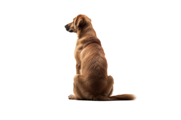 Back view of a dog isolated on white background in PNG format for transparent background applications