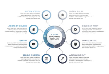 Circle diagram template with six puzzle elements, infographic template, process visualization, vector eps10 illustration