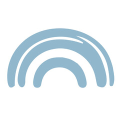 Simple blue rainbow shape doodle element