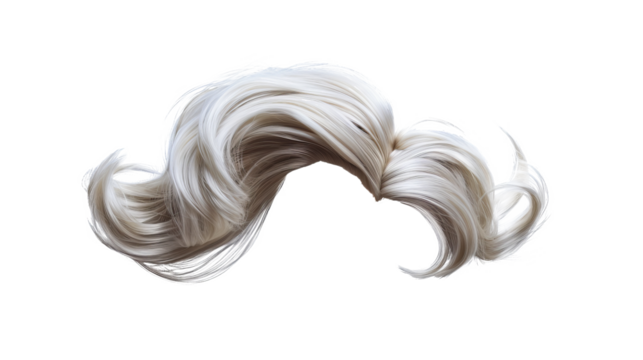 White Hair Wig or intense lightest blonde color style of men or women's hair wig isolated.
