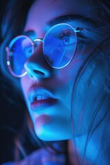 A close-up shot of someone wearing glasses, ideal for use in portraits or illustrations