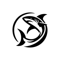 A sleek shark icon encircled in vector style, symbolizing strength and unity. Ideal for brands looking for a dynamic and memorable identity in various industries such as tech, sports, or marine.
