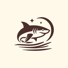 This shark logo icon, designed in sleek vector style, embodies power and agility, perfect for a bold t-shirt design. Ideal for enthusiasts of marine life, adventure sports.