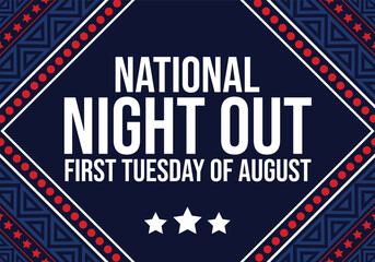 National Night Out (NNO) is celebrated on August. National Night Out with colorful design and dark background. National Night Out wallpaper, background, banner, cards. Vector EPS 10.