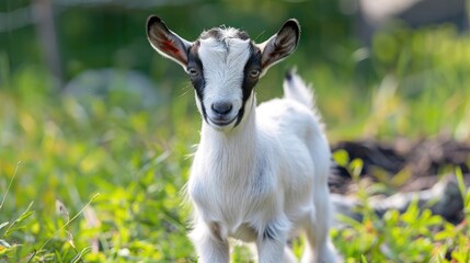 Obraz premium Baby goat of Anglo Nubian breed found on a farm