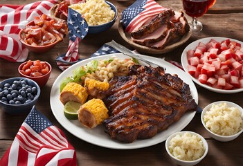Indulge in a patriotic BBQ feast infused with festive flavors and American spirit, perfect for celebrating with friends and family.