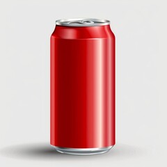 A high-quality, isolated mockup of a blank red soda can, perfect for branding, advertising, and product design presentations with a clean, professional appearance