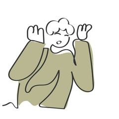 hand drawn line art vector of an angry person. Anger crisis concept.