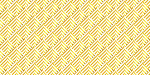 Vector Overlapping Pattern Minimal diamond geometric digital wave backdrop abstract wave square background. gold line seamless tile stripe overlap creative retro square pattern white background.