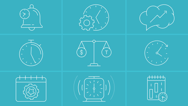 Time Management Line Icons