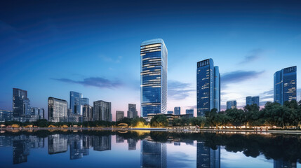 Modern Urban Skyline at Dusk