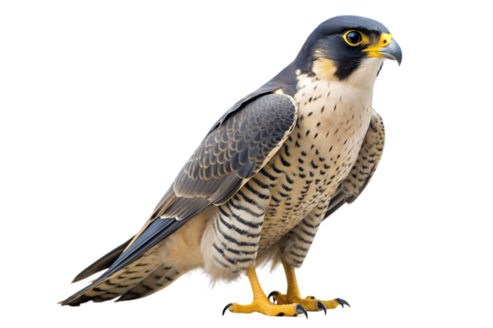 full body of Peregrine Falcon isolated on a translucent background