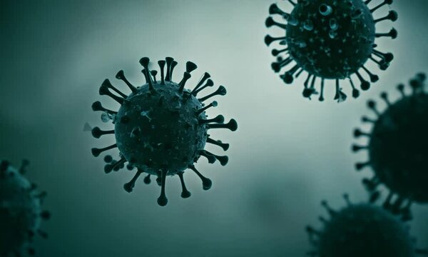 Virus corona on the blue background