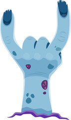 Halloween font letter Y as scary zombie hand in grave, vector cartoon alphabet type. Halloween font or kids spooky ABC letter Y in shape of undead monster zombie hand from cemetery for horror typeface