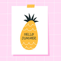 Postcard with pineapple and summer inscription 