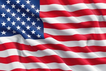 Obraz premium An American flag blowing in the wind, a symbol of patriotism and freedom